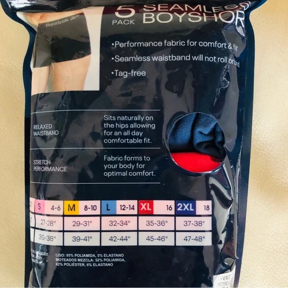 Reebok Ladies seamless Boyshorts - Gray, Black, Pink - Picture 3 of 3